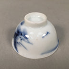 Japanese Porcelain Sake Cup Guinomi Sakazuki Vtg Blue White Sometsuke GU868