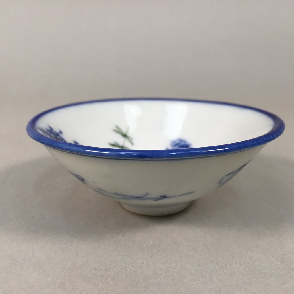 Japanese Porcelain Sake Cup Guinomi Sakazuki Vtg Blue White Sometsuke GU871