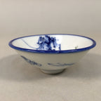 Japanese Porcelain Sake Cup Guinomi Sakazuki Vtg Blue White Sometsuke GU871