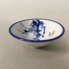 Japanese Porcelain Sake Cup Guinomi Sakazuki Vtg Blue White Sometsuke GU871