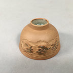 Japanese Porcelain Sake Cup Guinomi Sakazuki Vtg Brown Carving Kanji GU837