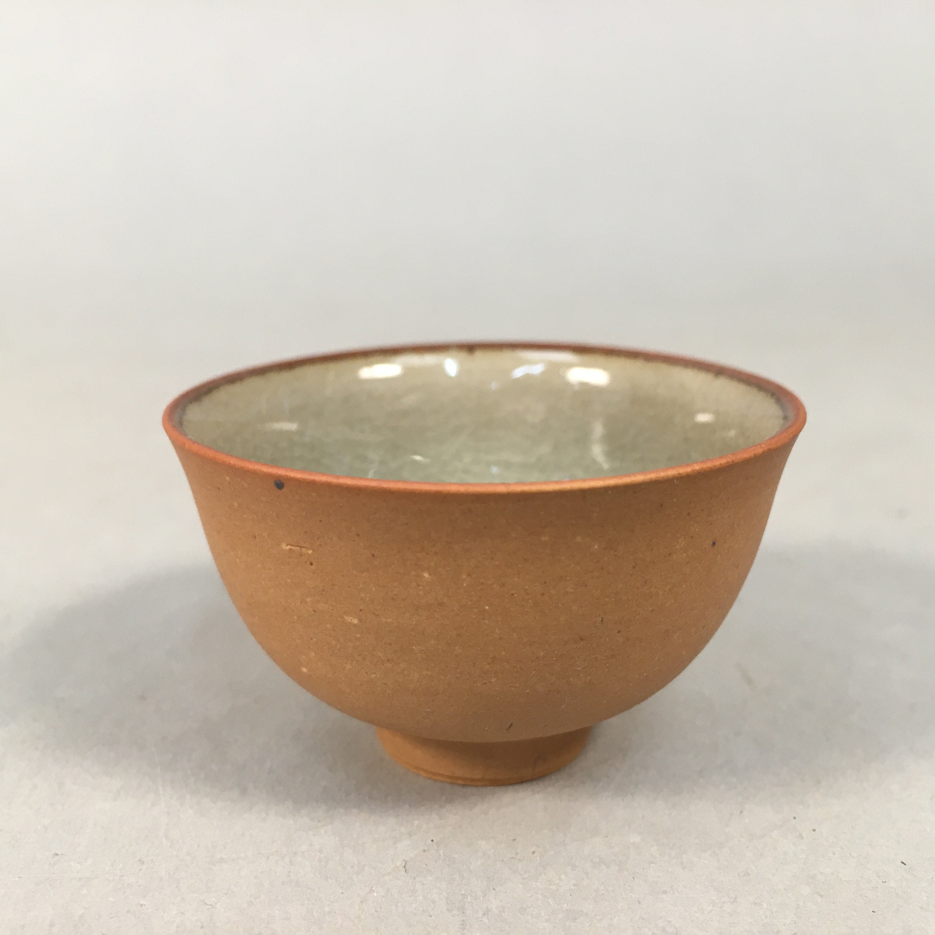 Japanese Porcelain Sake Cup Guinomi Sakazuki Vtg Brown Carving Kanji GU838