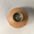 Japanese Porcelain Sake Cup Guinomi Sakazuki Vtg Brown Carving Kanji GU838