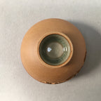 Japanese Porcelain Sake Cup Guinomi Sakazuki Vtg Brown Carving Kanji GU877