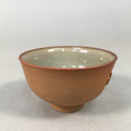 Japanese Porcelain Sake Cup Guinomi Sakazuki Vtg Brown Carving Kanji GU882