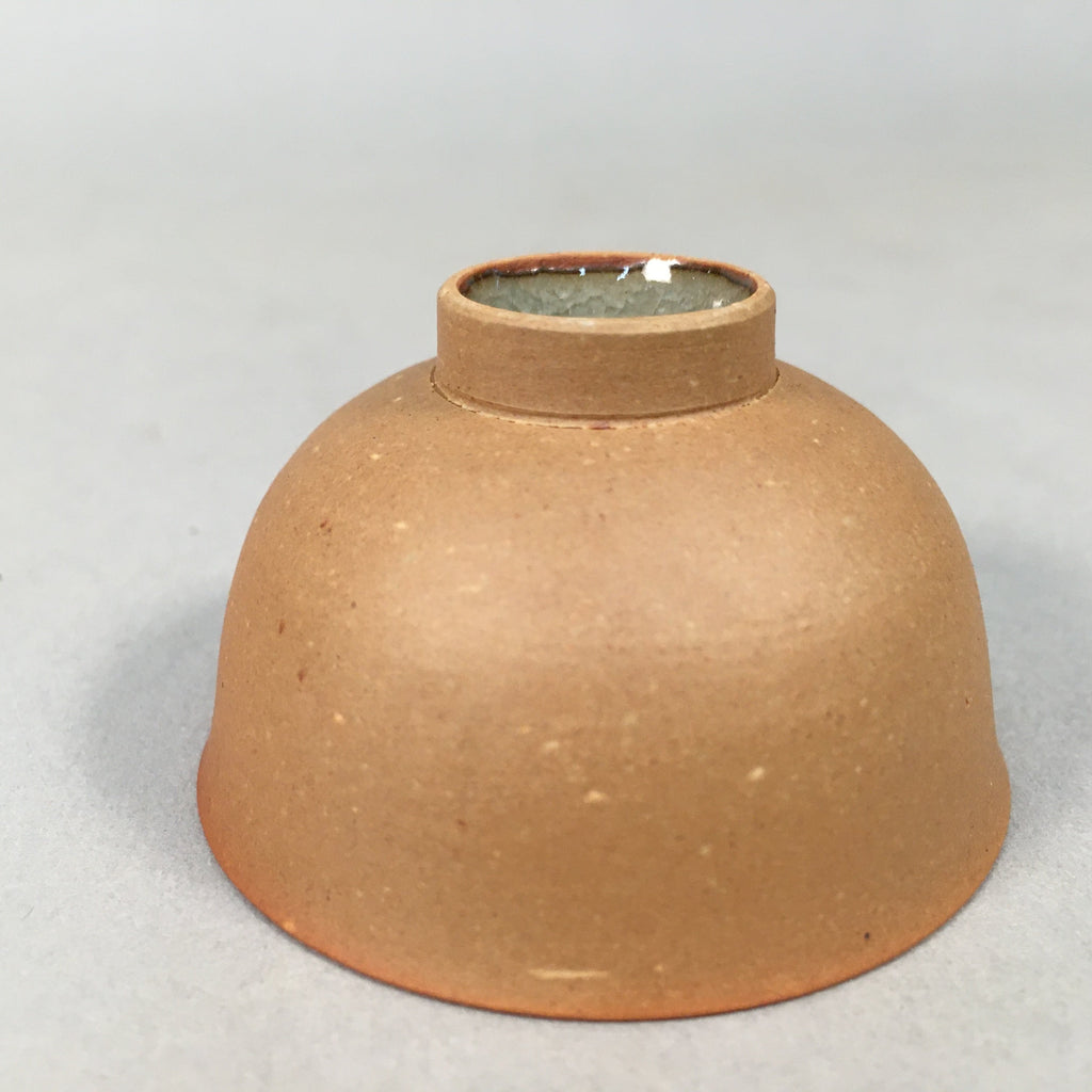 Japanese Porcelain Sake Cup Guinomi Sakazuki Vtg Brown Carving Kanji GU882