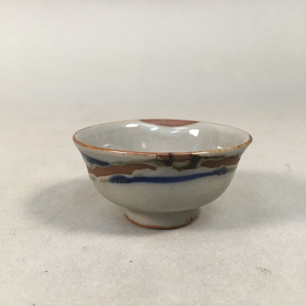 Japanese Porcelain Sake Cup Guinomi Sakazuki Vtg Brown Gray GU833
