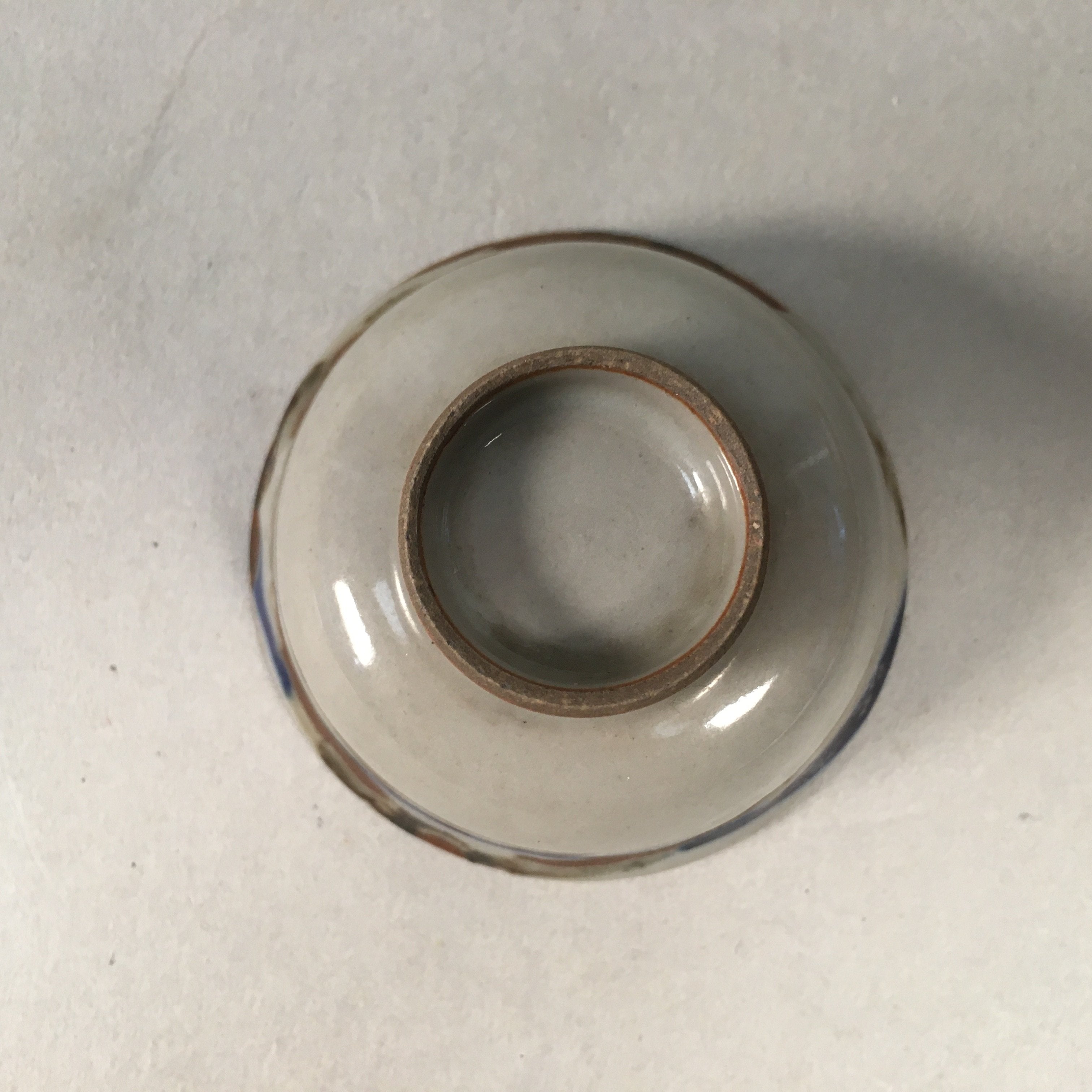 Japanese Porcelain Sake Cup Guinomi Sakazuki Vtg Brown Gray GU833