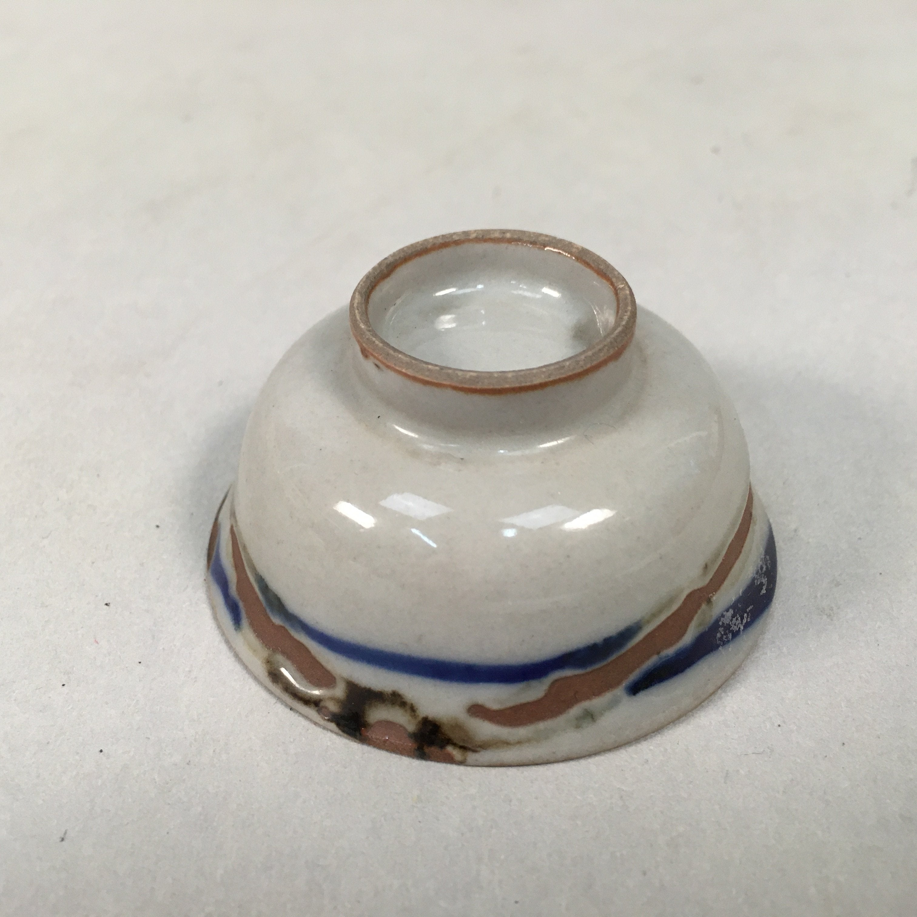 Japanese Porcelain Sake Cup Guinomi Sakazuki Vtg Brown Gray GU833
