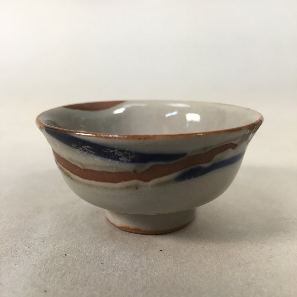 Japanese Porcelain Sake Cup Guinomi Sakazuki Vtg Brown Gray GU833