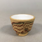 Japanese Porcelain Sake Cup Guinomi Sakazuki Vtg Brown Marble GU835