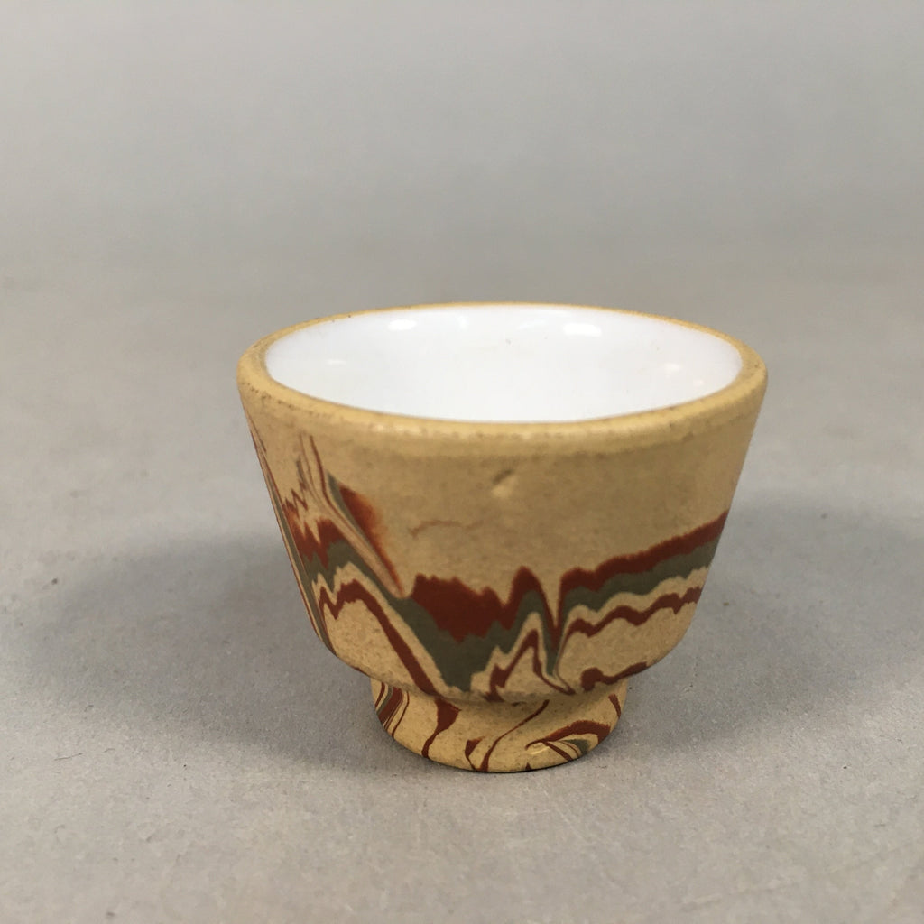 Japanese Porcelain Sake Cup Guinomi Sakazuki Vtg Brown Marble GU835