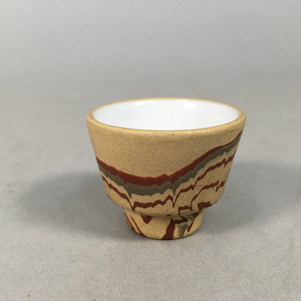 Japanese Porcelain Sake Cup Guinomi Sakazuki Vtg Brown Marble GU835