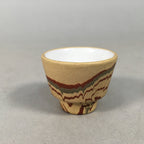 Japanese Porcelain Sake Cup Guinomi Sakazuki Vtg Brown Marble GU835