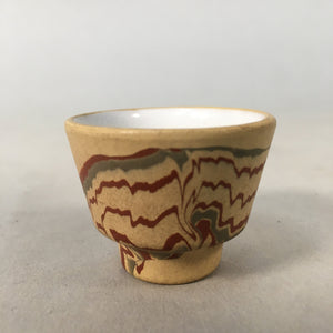 Japanese Porcelain Sake Cup Guinomi Sakazuki Vtg Brown Marble GU835