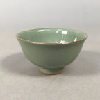 Japanese Porcelain Sake Cup Guinomi Sakazuki Vtg Green Celadon GU852