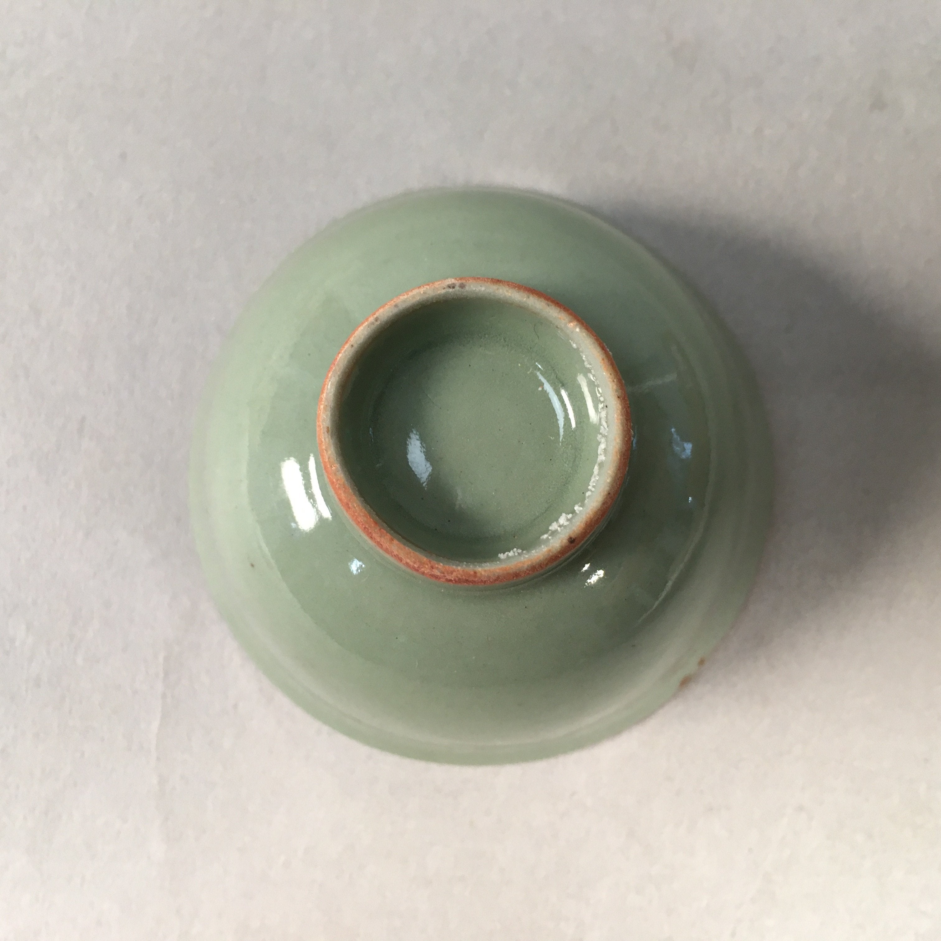 Japanese Porcelain Sake Cup Guinomi Sakazuki Vtg Green Celadon GU852