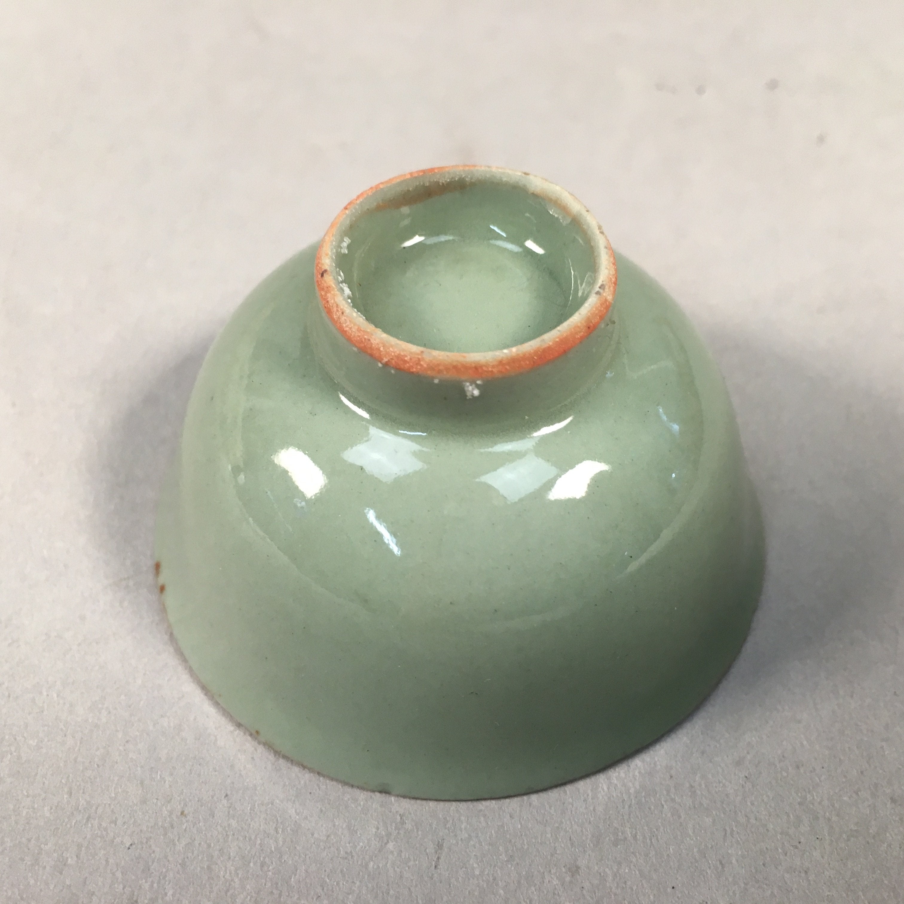 Japanese Porcelain Sake Cup Guinomi Sakazuki Vtg Green Celadon GU852