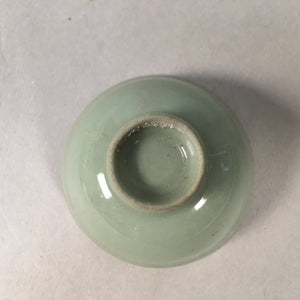 Japanese Porcelain Sake Cup Guinomi Sakazuki Vtg Green Celadon GU853