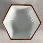 Japanese Porcelain Sake Cup Guinomi Sakazuki Vtg Hexagon Floral Green GU817