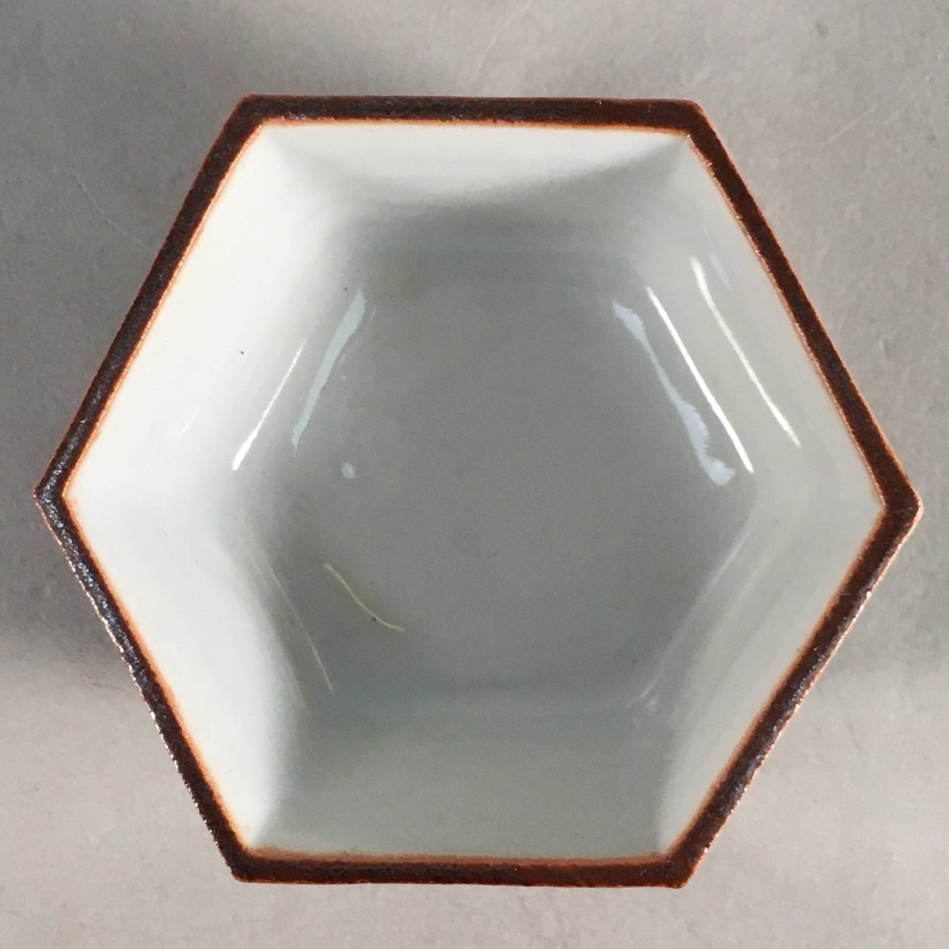 Japanese Porcelain Sake Cup Guinomi Sakazuki Vtg Hexagon Floral Green GU817