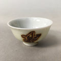 Japanese Porcelain Sake Cup Guinomi Sakazuki Vtg Kanji White Brown Gold GU883