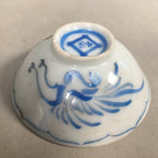Japanese Porcelain Sake Cup Guinomi Sakazuki Vtg Phoenix Blue White GU777