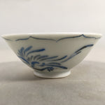 Japanese Porcelain Sake Cup Guinomi Sakazuki Vtg Phoenix Blue White GU778