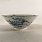 Japanese Porcelain Sake Cup Guinomi Sakazuki Vtg Phoenix Blue White GU781