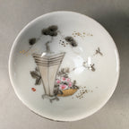 Japanese Porcelain Sake Cup Guinomi Sakazuki Vtg Pine Tree Plum Blossom GU854