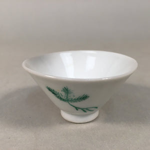 Japanese Porcelain Sake Cup Guinomi Sakazuki Vtg Pine Tree White Red GU863