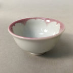Japanese Porcelain Sake Cup Guinomi Sakazuki Vtg Pink White Sakura GU859