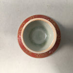 Japanese Porcelain Sake Cup Guinomi Sakazuki Vtg Red Gold Crackle GU869