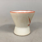 Japanese Porcelain Sake Cup Guinomi Sakazuki Vtg Red White Leaf GU826