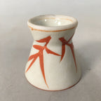 Japanese Porcelain Sake Cup Guinomi Sakazuki Vtg Red White Leaf GU826