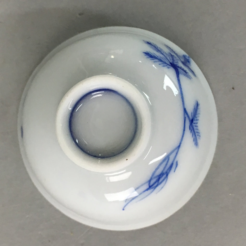 Japanese Porcelain Sake Cup Guinomi Sakazuki Vtg Sometsuke Blue White GU534