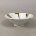 Japanese Porcelain Sake Cup Guinomi Sakazuki Vtg White Gold Ribbon GU858