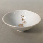 Japanese Porcelain Sake Cup Guinomi Sakazuki Vtg White Kanji Gold GU873