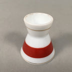 Japanese Porcelain Sake Cup Guinomi Sakazuki Vtg White Red Gold Line GU876