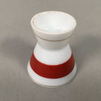 Japanese Porcelain Sake Cup Guinomi Sakazuki Vtg White Red Gold Line GU876
