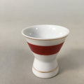 Japanese Porcelain Sake Cup Guinomi Sakazuki Vtg White Red Gold Line GU876