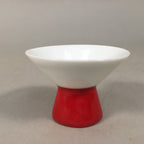 Japanese Porcelain Sake Cup Guinomi Sakazuki Vtg White Red Tall GU864