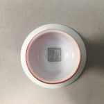 Japanese Porcelain Sake Cup Guinomi Sakazuki Vtg White Red Tall GU864