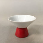 Japanese Porcelain Sake Cup Guinomi Sakazuki Vtg White Red Tall GU864