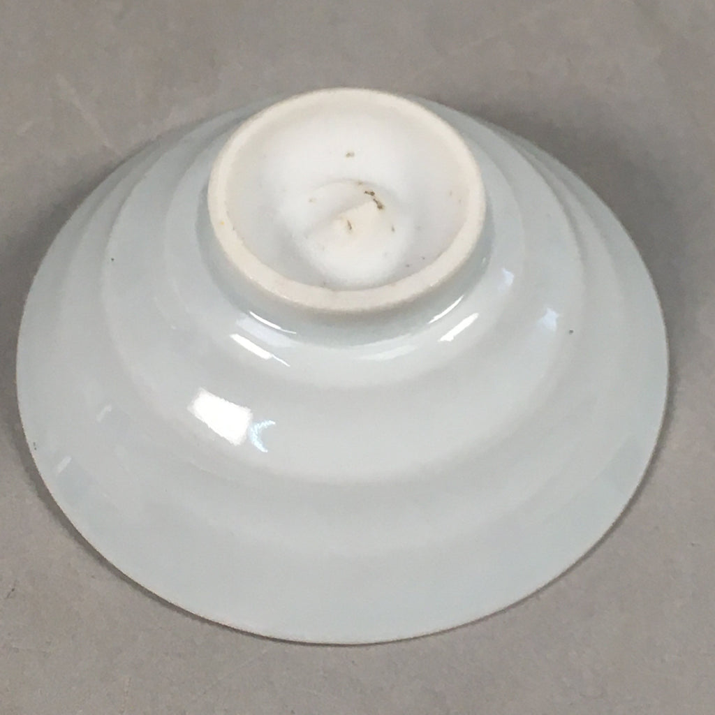 Japanese Porcelain Sake Cup Guinomi Sakazuki Vtg White Rokurome GU808