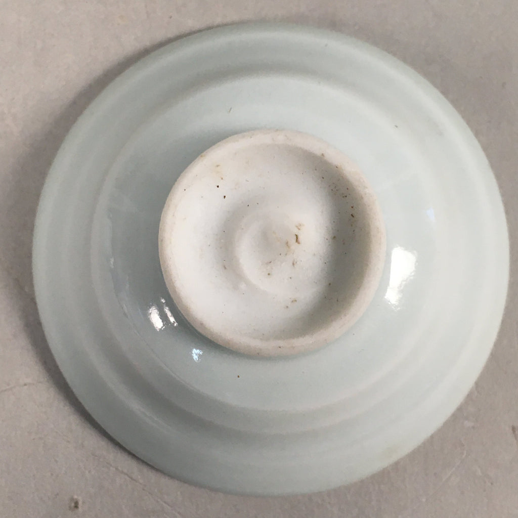 Japanese Porcelain Sake Cup Guinomi Sakazuki Vtg White Rokurome GU809