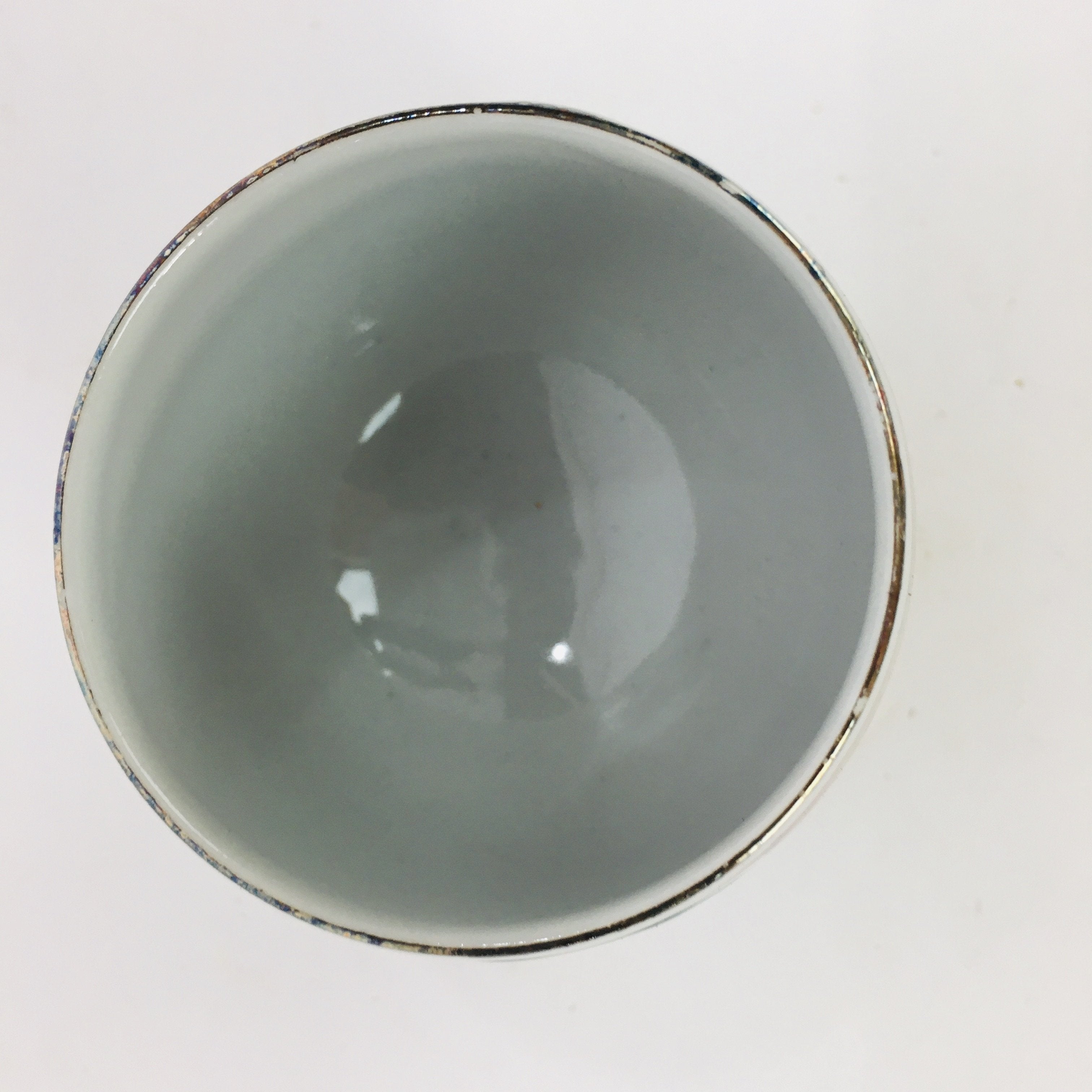 Japanese Porcelain Sake Cup Kutani Ware Vtg Guinomi Ochoko Colorful Design GU894