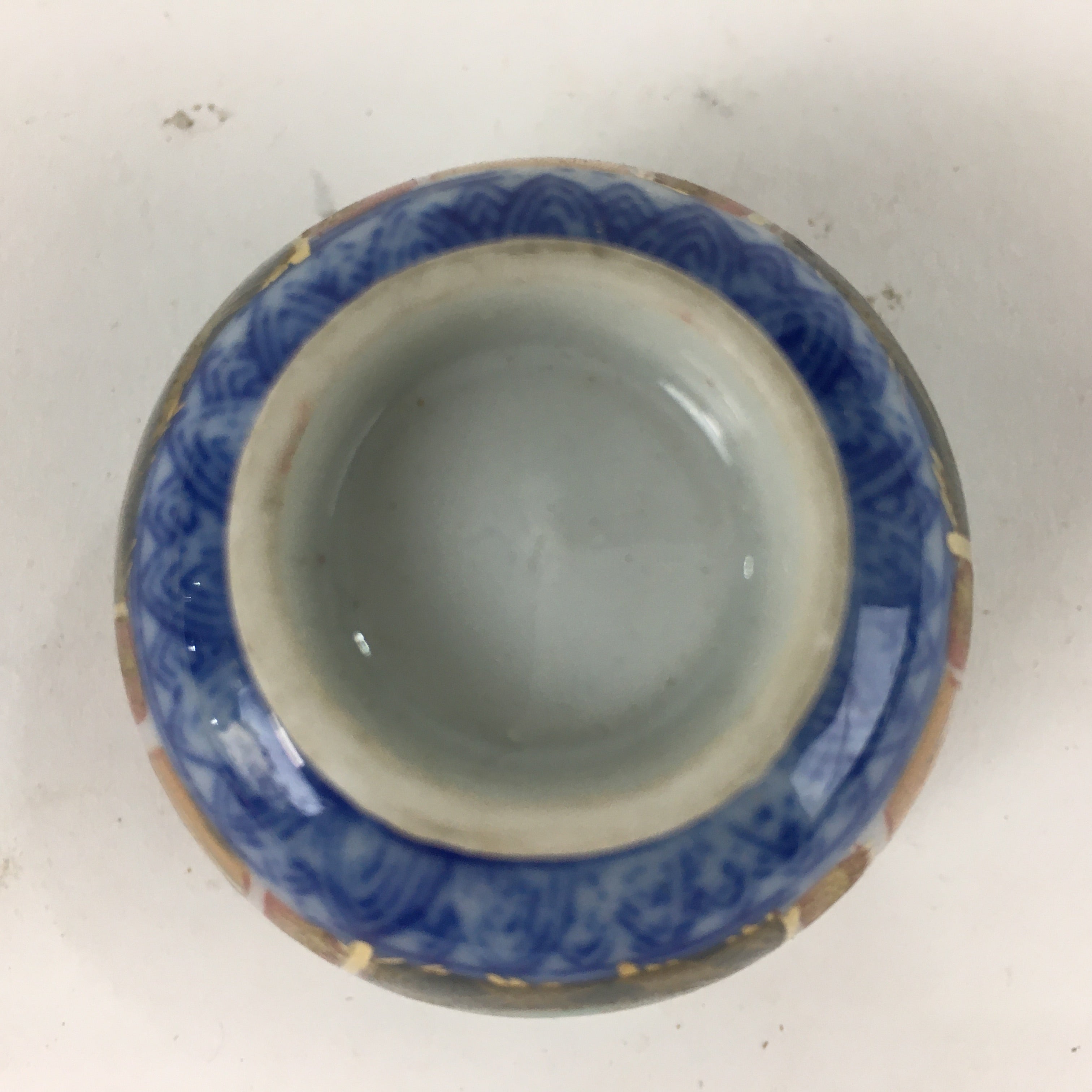 Japanese Porcelain Sake Cup Kutani Ware Vtg Guinomi Ochoko Colorful GU989