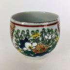 Japanese Porcelain Sake Cup Kutani ware Vtg Guinomi Ochoko Colorful Design GU889