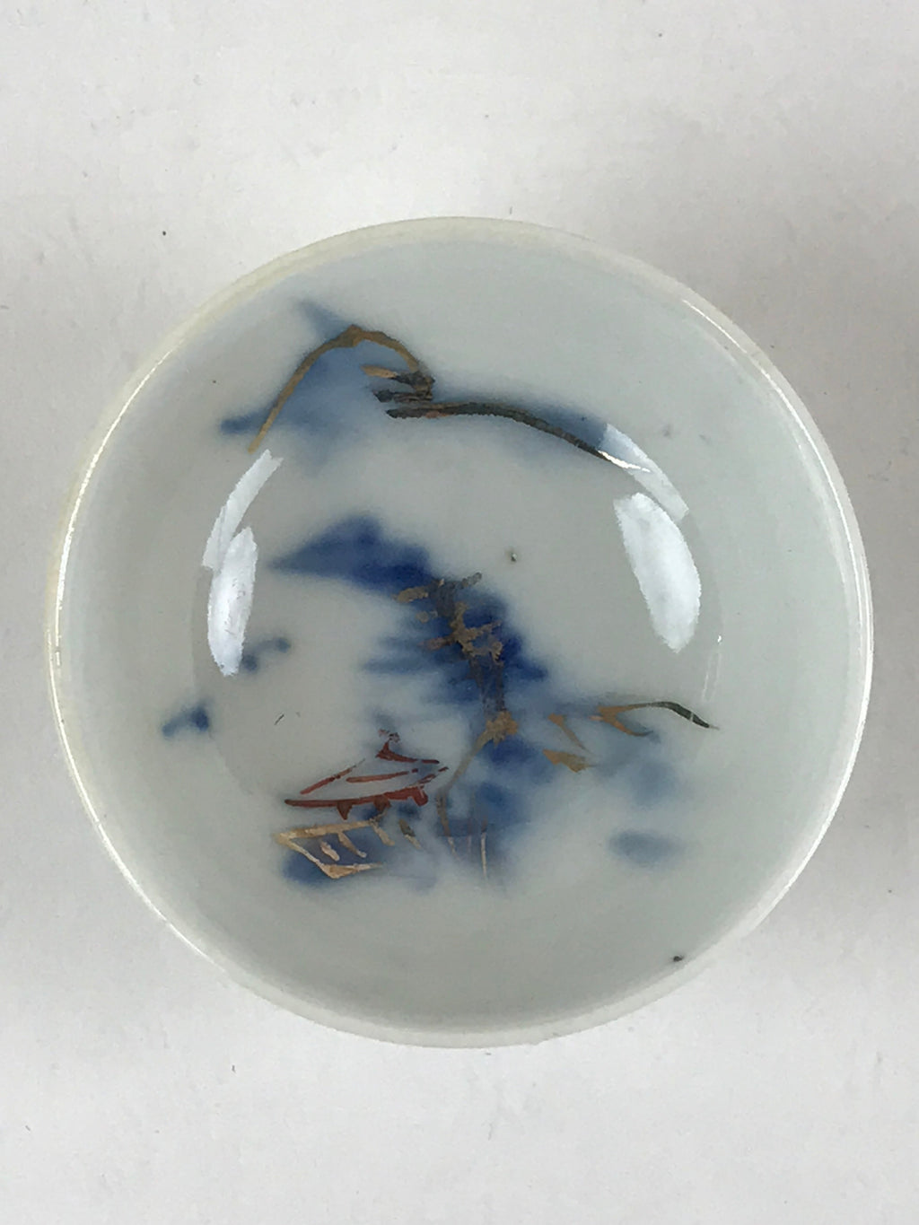 Japanese Porcelain Sake Cup Mountain Scenery Guinomi Ochoko Sakazuki White G68